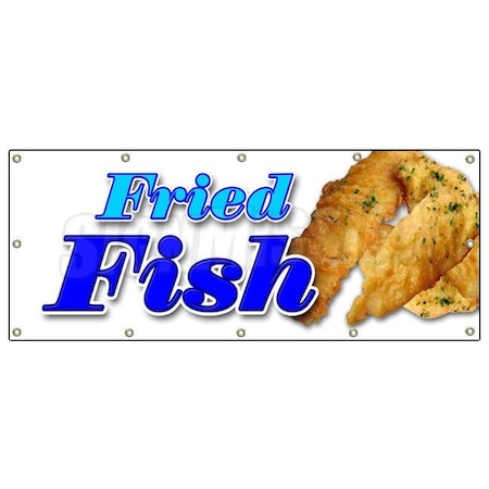 Signmission FRIED FISH BANNER SIGN fry fish deep seafood sea food fresh batter B-120 Fried Fish